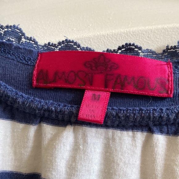 Almost Famous blue and white striped top in size M - Picture 3 of 7